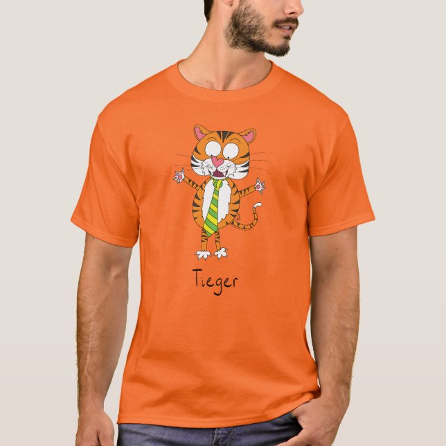 Tieger Tiger i en Necktie Manar mot skjorta T Shirt (Framsida)