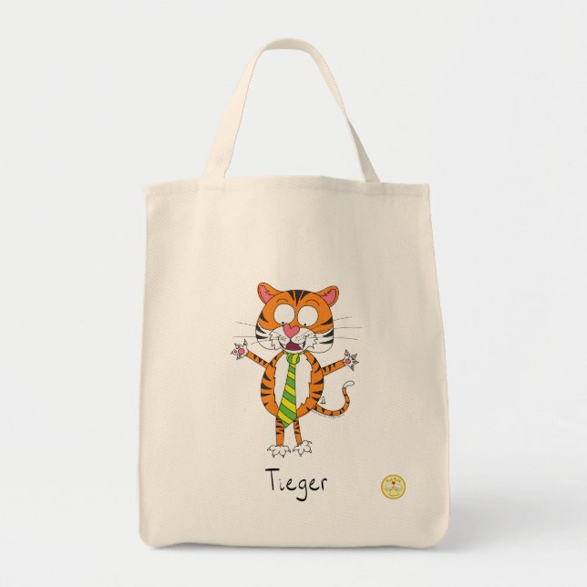 Tieger Tiger med en Tie Livsmedel Tote Bag Tygkasse (Framsidan)