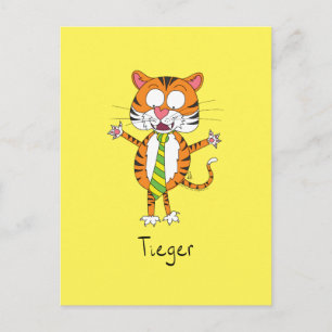 Tieger Tiger med ett Tie Funny-vykort Vykort