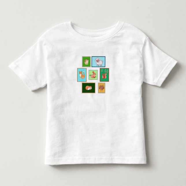 Tiere auf Briefmarken T Shirt (Framsida)