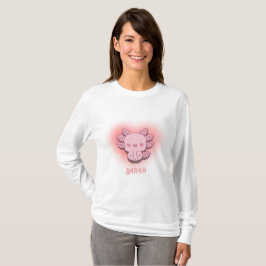 Tierno Ajolote Kawaii con Corazones Brillantes T Shirt
