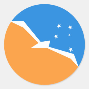 Tierra Del Fuego flagga. Patagonia Argentina Runt Klistermärke