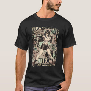 Tifa Lockhart FF7 Remake Svart Crop Top Midja T Shirt