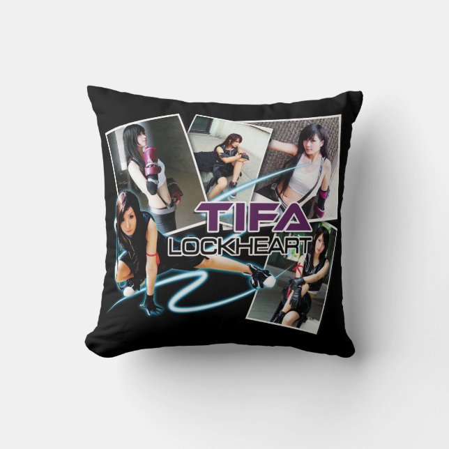 Tifa LockHeart Black Pillow Kudde (Framsida)