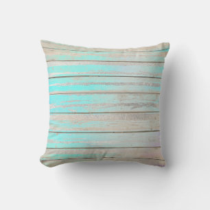 Tiffany Aqua Beach Home Blue Wood Grått Silver Kudde