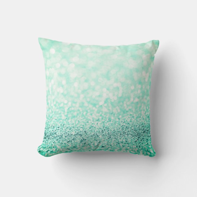 Tiffany Aqua Ocean Blue Glitter White Delicate Kudde (Framsida)
