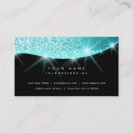 Tiffany Aqua Sparkly Diamond Glitter Glam Black Visitkort