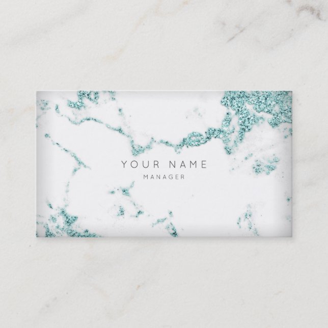 Tiffany Aqua White Grått Carrara Marble Möte Tidsbeställning Kort (Framsida)