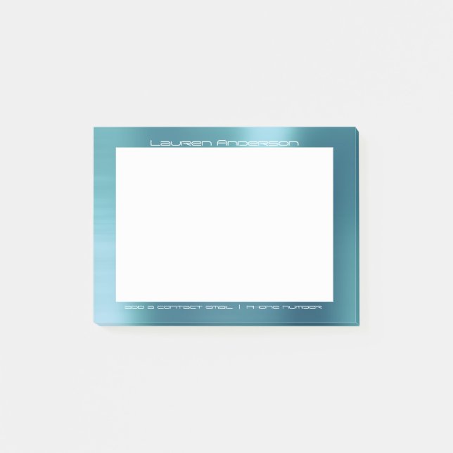 Tiffany Aqua White Office Anpassningsbar Personlig Post-it Block (Framsida)