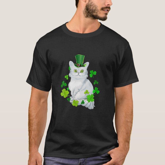 Tiffany Cat Shamrock Lycklig St patrick's day Cat  T Shirt (Framsida)