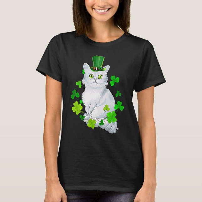 Tiffany Cat Shamrock Lycklig St patrick's day Cat T Shirt (Framsida)