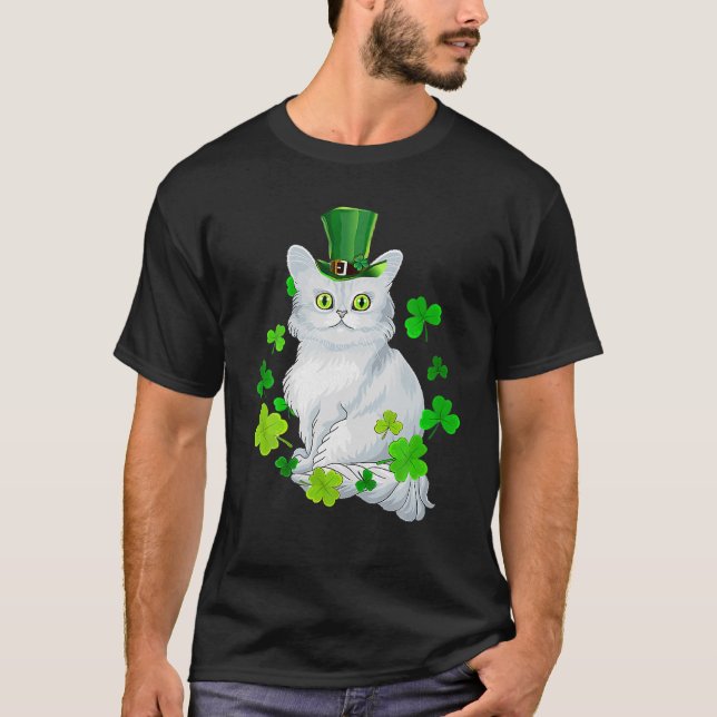 Tiffany Cat Shamrock Lycklig St patrick's day Cat T Shirt (Framsida)