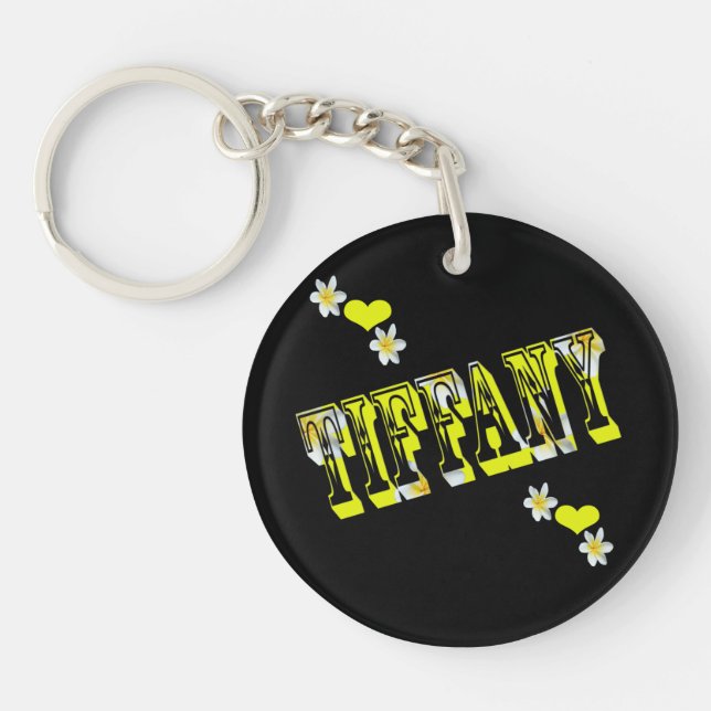 Tiffany, Dam Namn Logotyp med Frangipani Flowers (Framsidan)