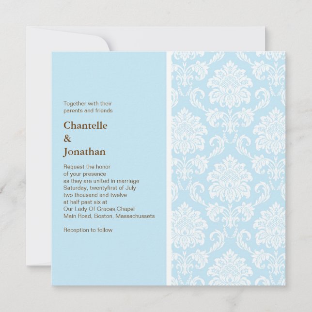 Tiffany Damask bröllopsinbjudan Inbjudningar (Framsida)