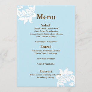 Tiffany Damask Wedding Menu Meny