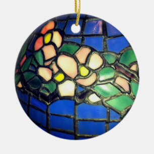 Tiffany Dogwood Stached Glass Ceramic Ornamic Julgransprydnad Keramik