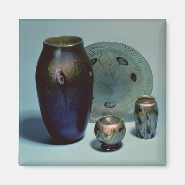 Tiffany favrile plate och vas magnet (Framsidan)