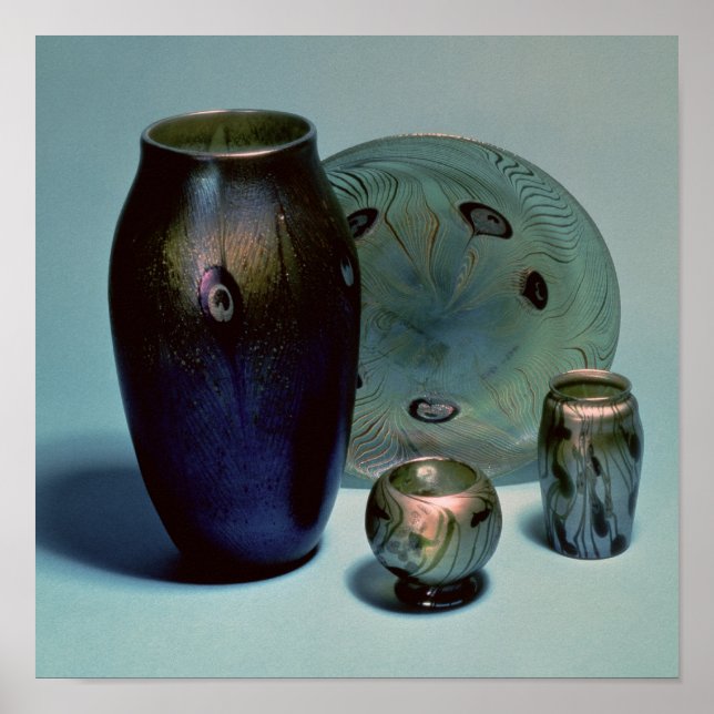 Tiffany favrile plate och vas poster (Framsidan)