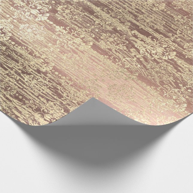 Tiffany Foxier Rosa Ro  Damask Wood Rustic Presentpapper (Hörn)