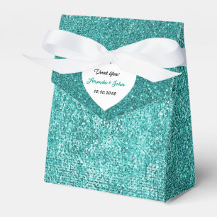 Tiffany Grönt Metallic Aqua White Favor Tack Presentaskar
