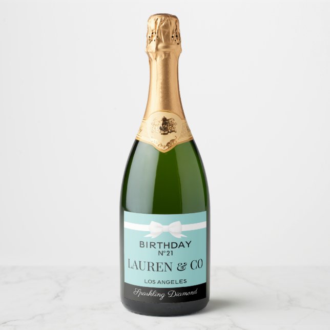 Tiffany Inspired Birthday Beverage Bottle Label  (Framsida)