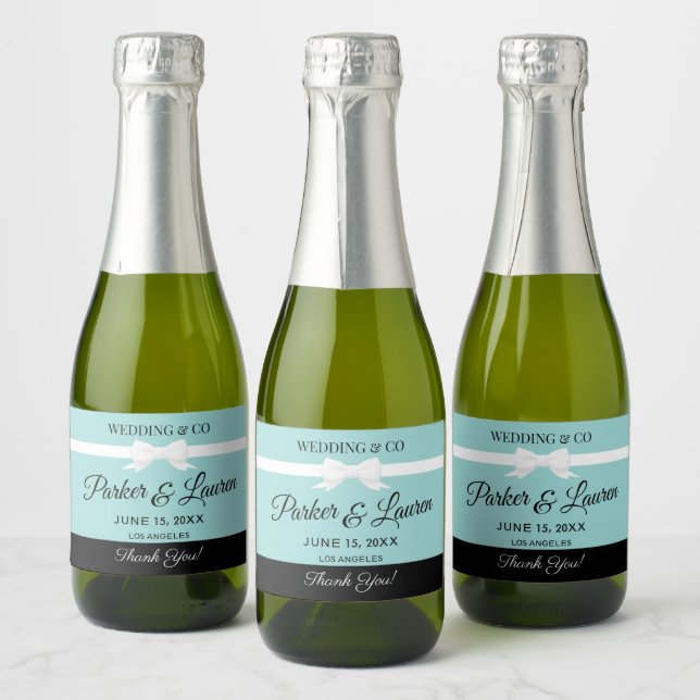 Tiffany Inspired Wedding Favor Bottle Label  (Flaskor)