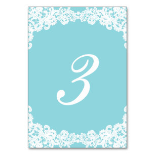 Tiffany/Mint blue elegant snöre bröllop bord Bordsnummer