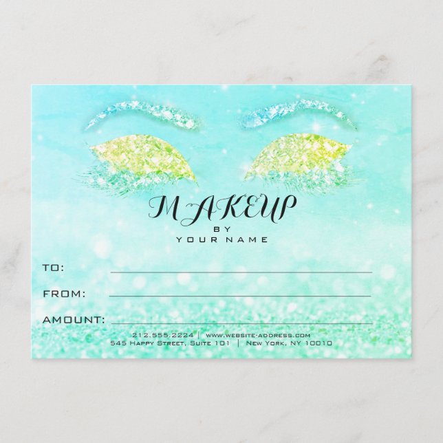 Tiffany Mint Glitter Makeup Certificate Gift (Framsida)