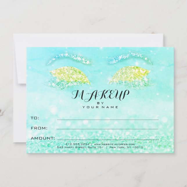 Tiffany Mint Glitter Makeup Certificate Gift (Framsida)