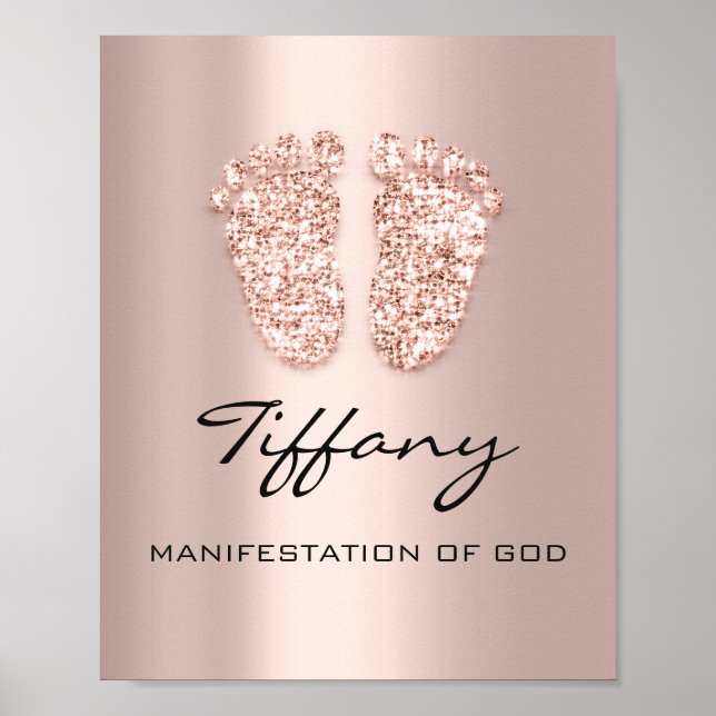 Tiffany Namn Betydelse Nyfödd bebis Feet Ro Gift Poster (Framsidan)