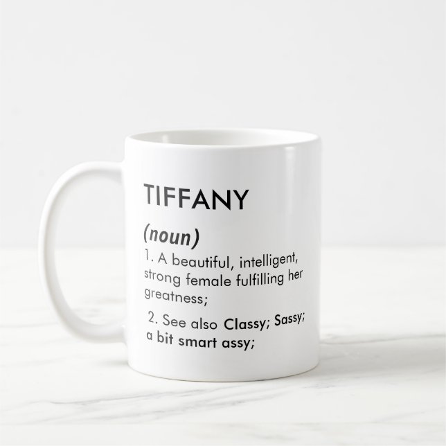 Tiffany namn, Redigerbart namn, Anpassat namn Kaffemugg (Vänster)