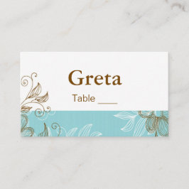 Tiffany och Brown Blommigt Bord Place Cards Placeringskort