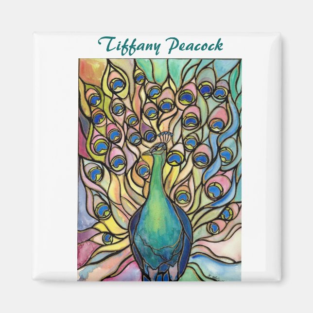 Tiffany Peacock lagrade glaset stil ART Magnet! Magnet (Framsidan)