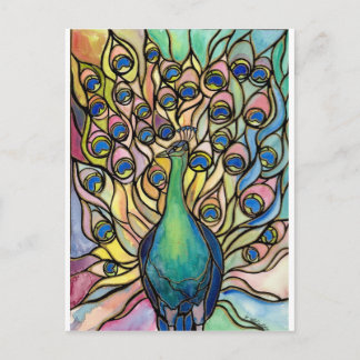 Tiffany Peacock Stached Glass stil ARTvycard Vykort