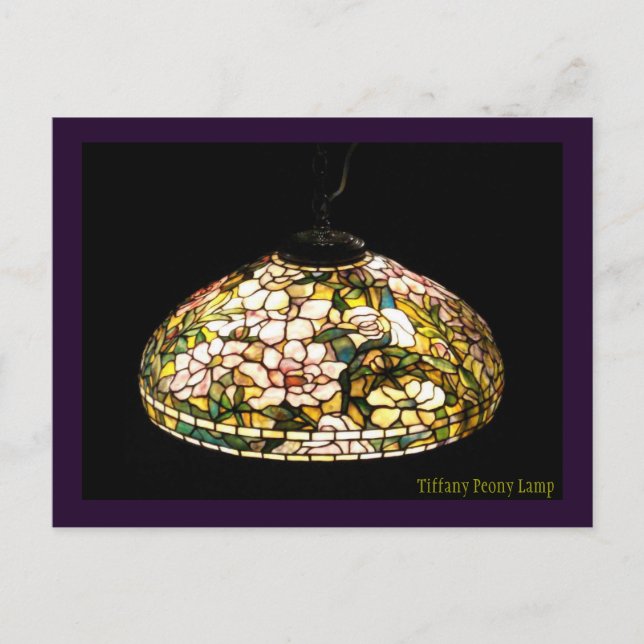 Tiffany Peony Lamp Elegant Art Vykort (Framsida)