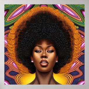 Tiffany Queen Golden Brown Hair Black Melanin Afro Poster