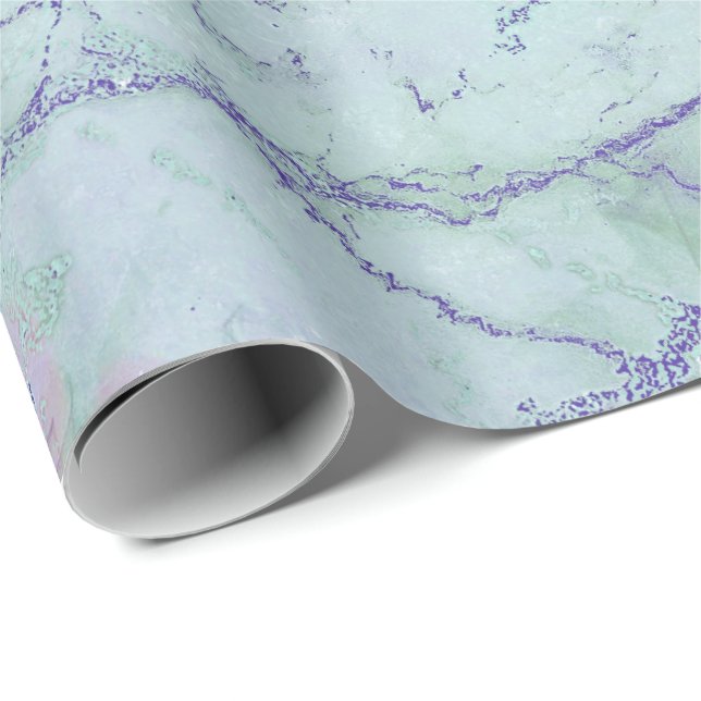 Tiffany Rosa Aqua Sapphire Lila Abstrakt Marble Presentpapper (Rullad Hörn)