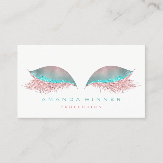 Tiffany Rosa Ombre Lash Exention Makeup Glitter Tidsbeställning Kort (Framsida)