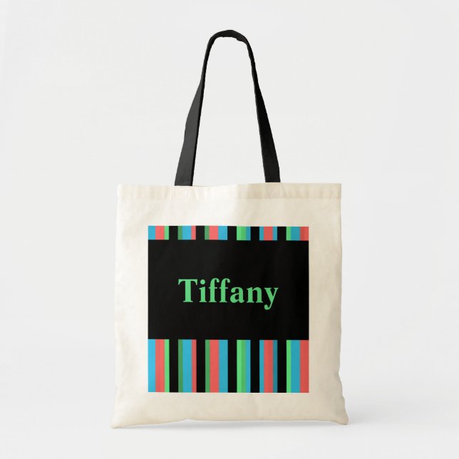 Tiffany Söt Stripe Tote Bag Tygkasse (Framsidan)