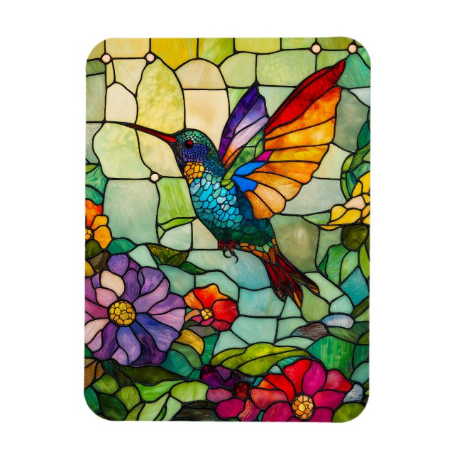 Tiffany-stil fönster med kolibri magnet (Vertikal)
