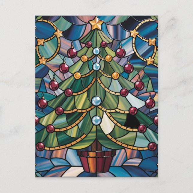 Tiffany-stil Glasmosaik Julgran Vykort (Framsida)