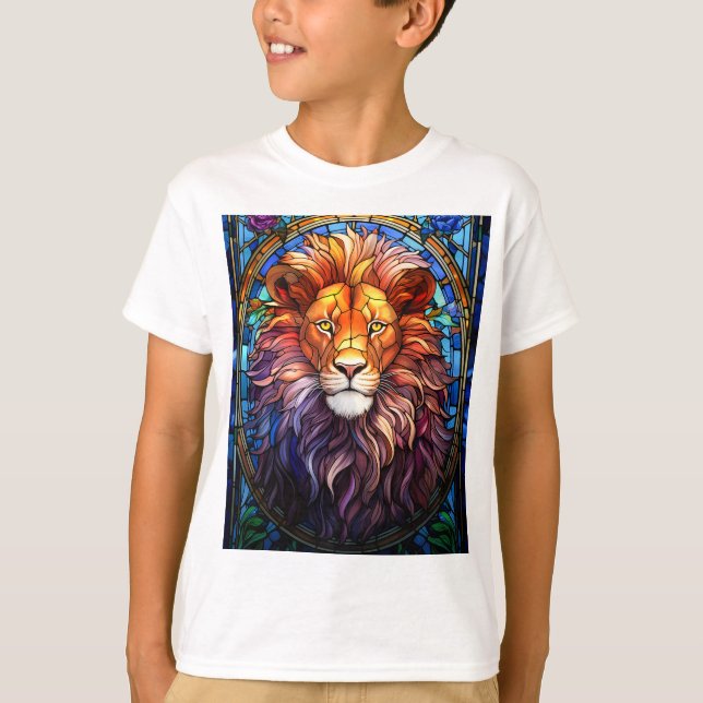 Tiffany-Stil-lagrad glasMajestic Lejon T Shirt (Framsida)