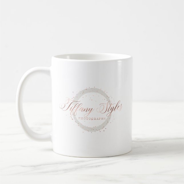Tiffany Stilar Navy Blue & Ro Guld Company Logotyp Kaffemugg (Vänster)