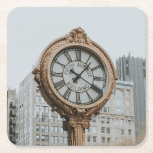 Tiffany Street Clock i New York Underlägg Papper Kvadrat