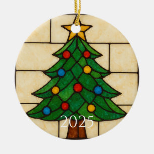 Tiffany Style Färgat Glas Julgran Design Julgransprydnad Keramik