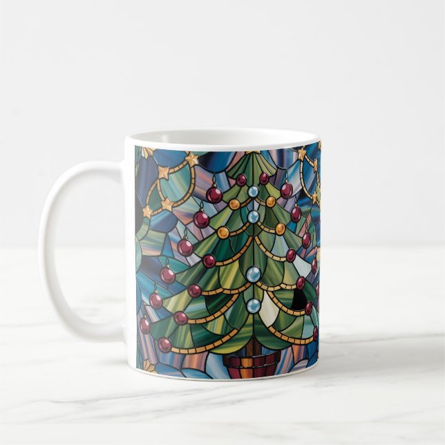 Tiffany-Style Stained Glass Christmas Tree Kaffemugg (Vänster)