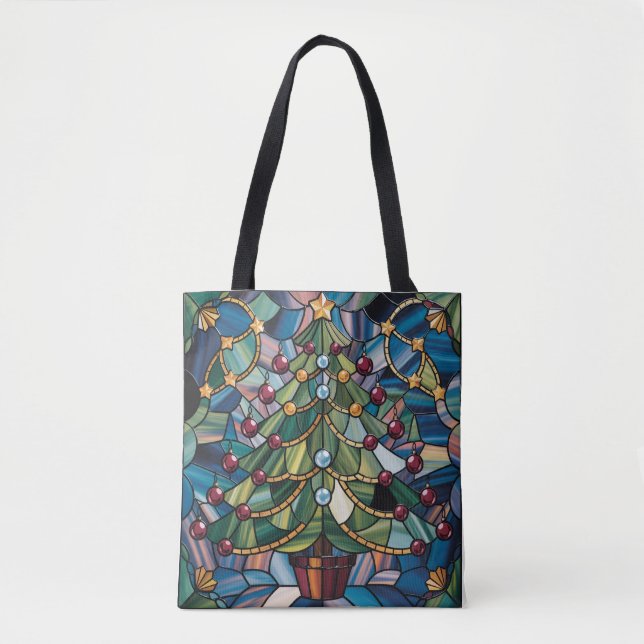 Tiffany-Style Stained Glass Christmas Tree Tygkasse (Framsida)