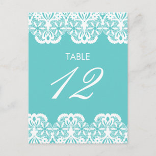 Tiffany Teal Snöre Bordsnummer Card