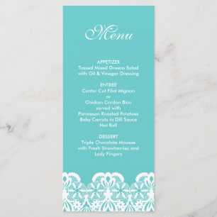 Tiffany Teal Snöre Bröllop Menu Meny