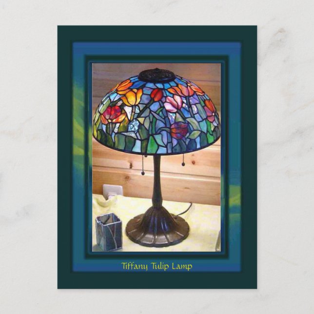 Tiffany Tulip Lamp Art Vykort (Framsida)